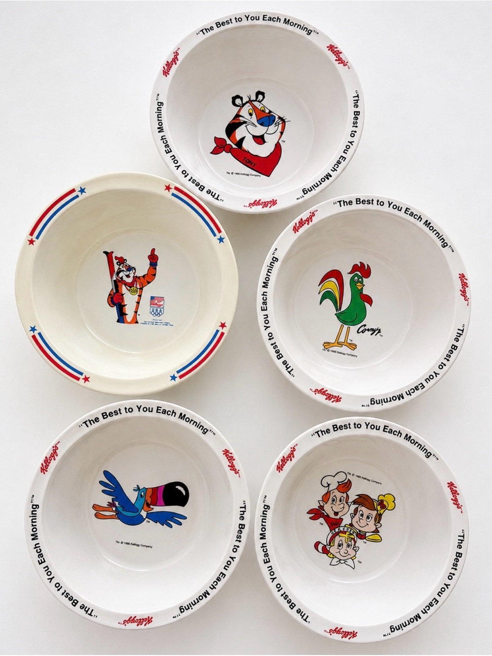 Vintage 1995 Cereal Bowls Complete Set of 5 Unused Collectible